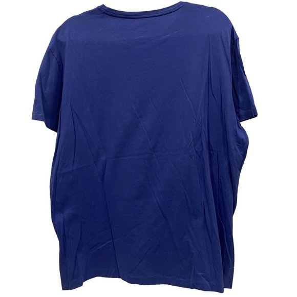 POLO RALPH LAUREN Mens Short Sleeve Solid BLUE Crew Neck T-Shirt Pink Logo LARGE - Picture 3 of 4